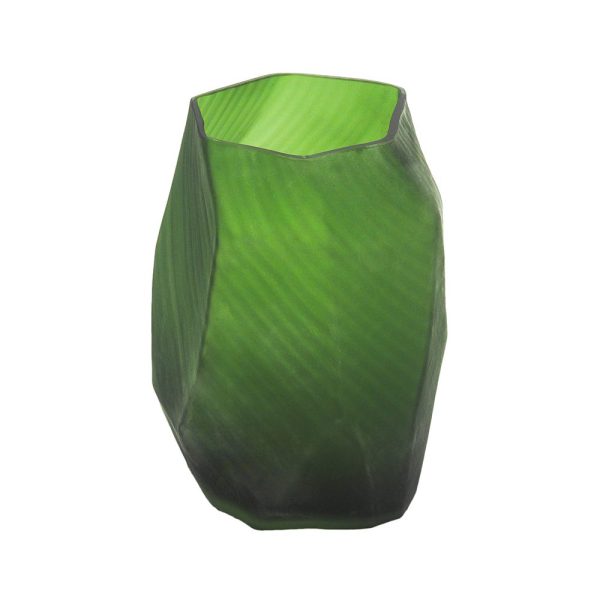 vaso vidro verde fosco hexagonal cod 8509