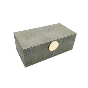 caixa courino cinza fecho dourado cod 10325 ret cod 10326. B