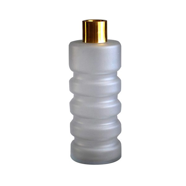 VASO VIDRO BRANCO FOSCO BOCAL DOURADO G 10442 M 10440