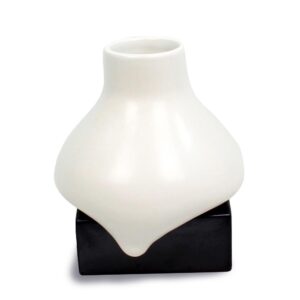 Vaso Cerâmica Branco e Preto  Avignon