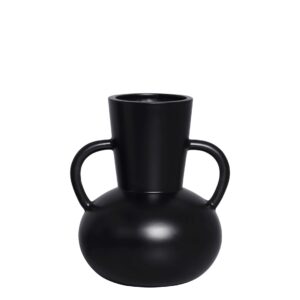 Vaso Cerâmica Preto Fosco Alça