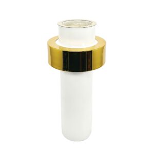 Vaso Cerâmica Branco Anel  Dourado