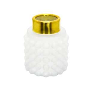 Vaso Vidro Bolas Branco Baixo com Bocal Dourado