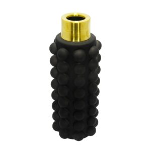 Vaso Vidro Bolas Preto Fosco Alto Detalhe Dourado
