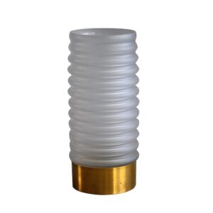 Vaso Vidro Branco Fosco  com Base Dourado