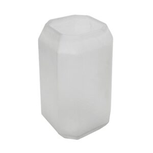 Vaso Vidro Branco Fosco Facetado