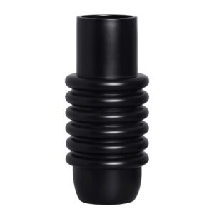 Vaso Cerâmica Preto Fosco Anéis
