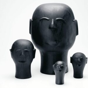 Escultura Cabeça Madeira Preta