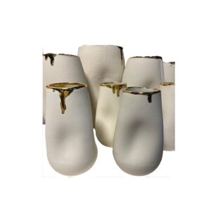 Vaso Porcelana com Detalhe Dourado