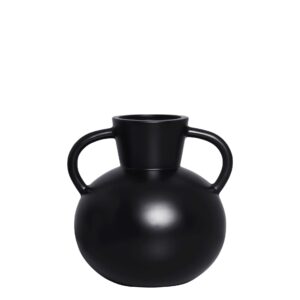 Vaso Cerâmica Preto Fosco Alça Baixa