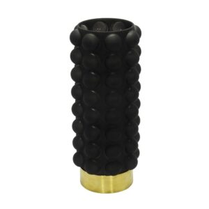 Vaso Vidro Preto Fosco Bolas Detalhe Dourado